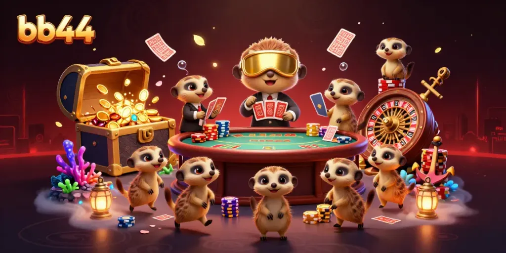Experience the thrilling action of bb44 as meerkats manage a vibrant casino atmosphere filled with excitement.