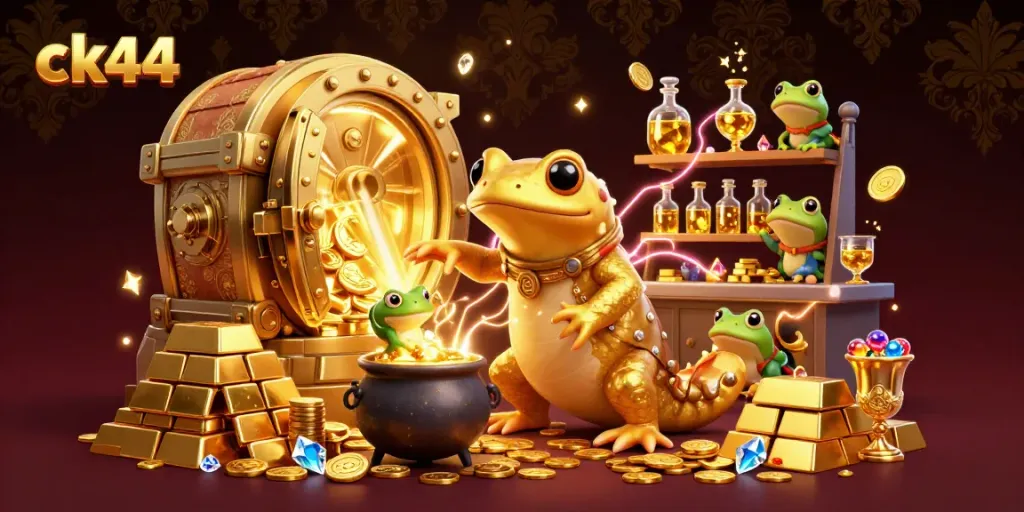 Experience the enchanting world of ck44 with alchemists turning gold and treasure in a vibrant casino scene.