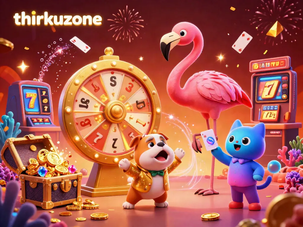 Spin the giant prize wheel at thrkuzone for a chance to win spectacular casino rewards with lively characters.