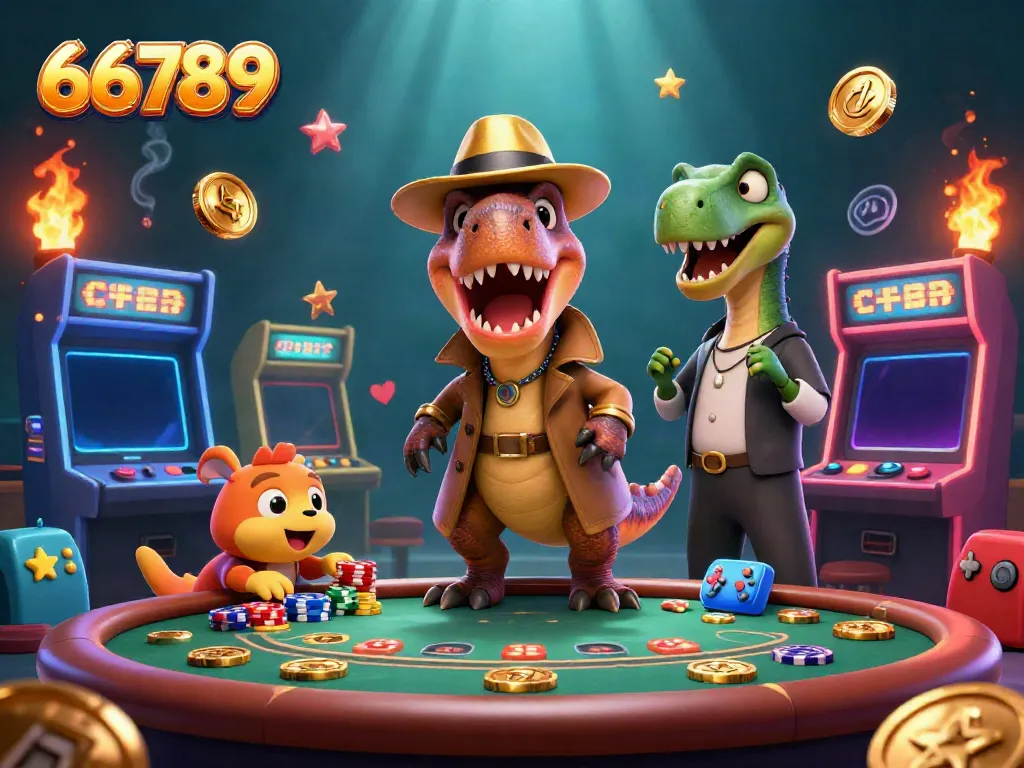 Experience dynamic gambling action with 66789 as characters engage at an exciting blackjack table in a vivid casino scene.