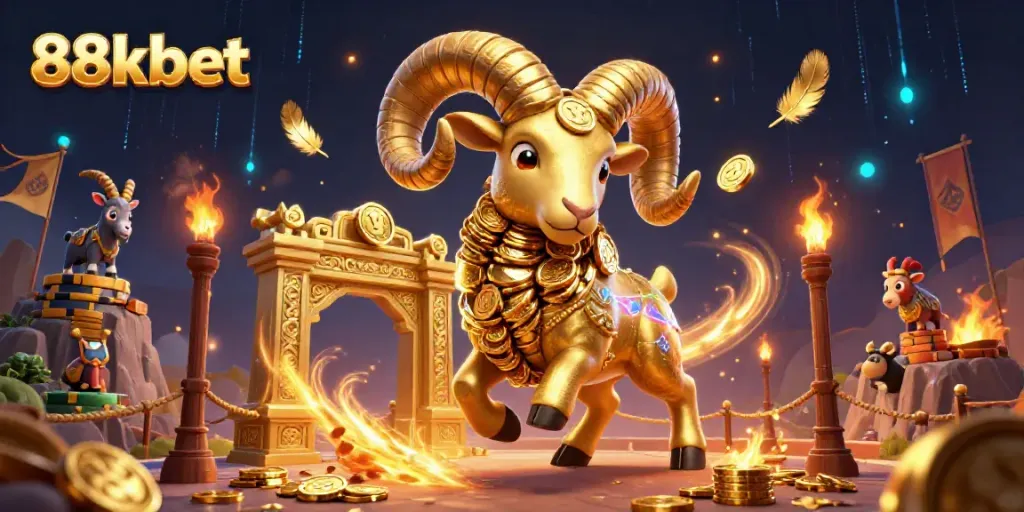 Engage with the thrilling 88kbet gaming world featuring dynamic ram-themed casino elements.